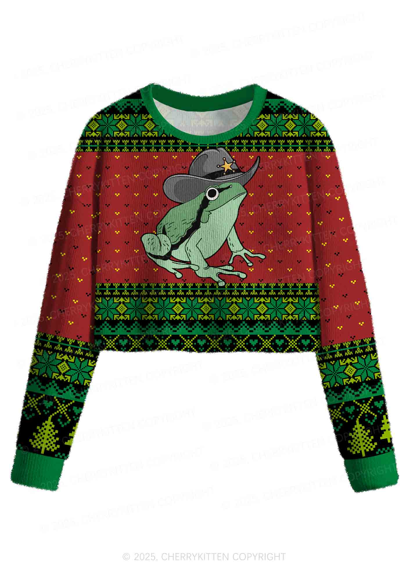 Your Last Haw Partner Y2K Christmas Crop Knit Sweatshirt Cherrykitten - Image 2