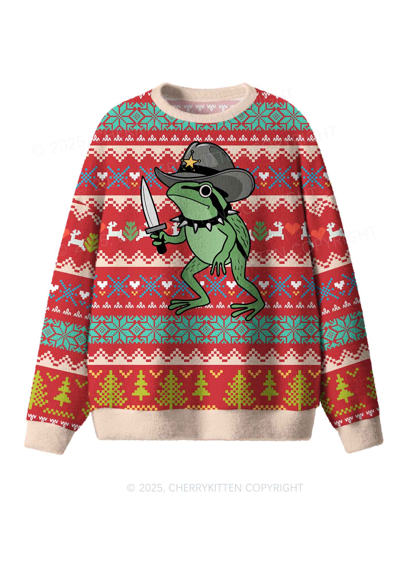 Your Last Haw Partner Y2K Christmas Knit Sweatshirt Cherrykitten - Image 2