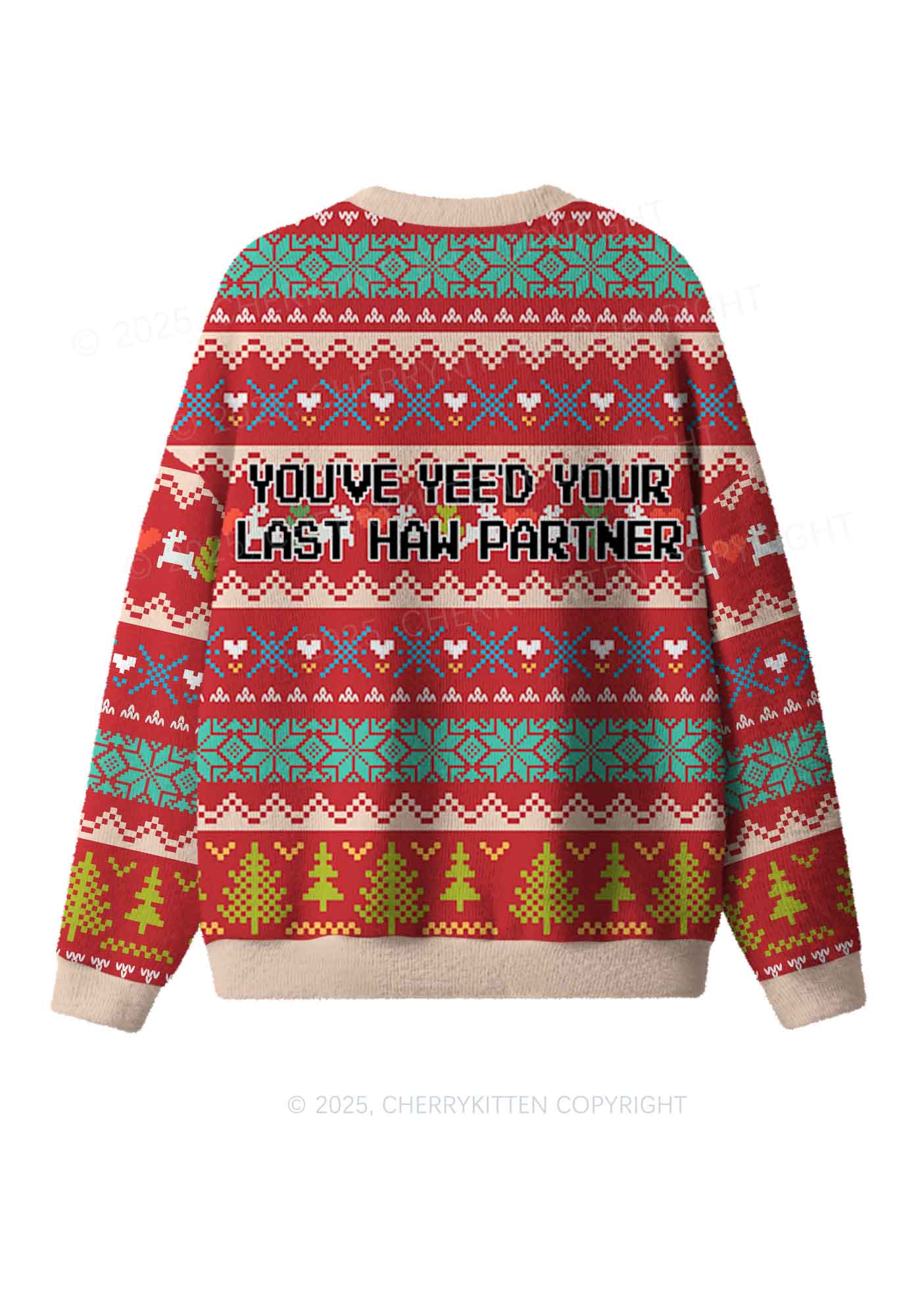 Your Last Haw Partner Y2K Christmas Knit Sweatshirt Cherrykitten - Image 3