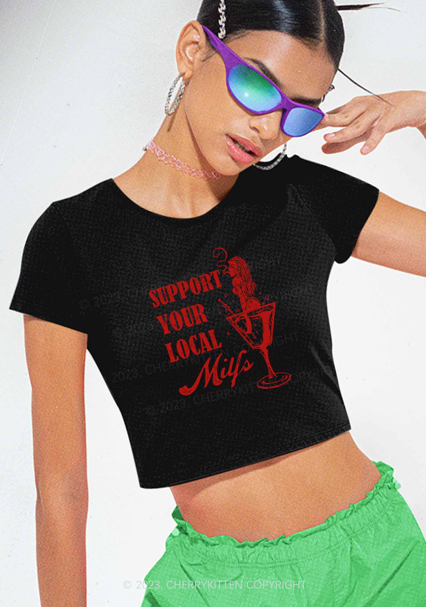 Your Local Mxxf Y2K Baby Tee Cherrykitten - Image 2