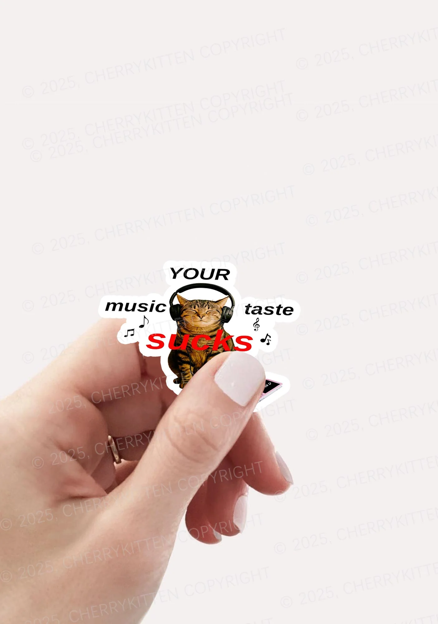 Your Music Taste Sucks 1Pc Y2K Sticker Cherrykitten - Image 2