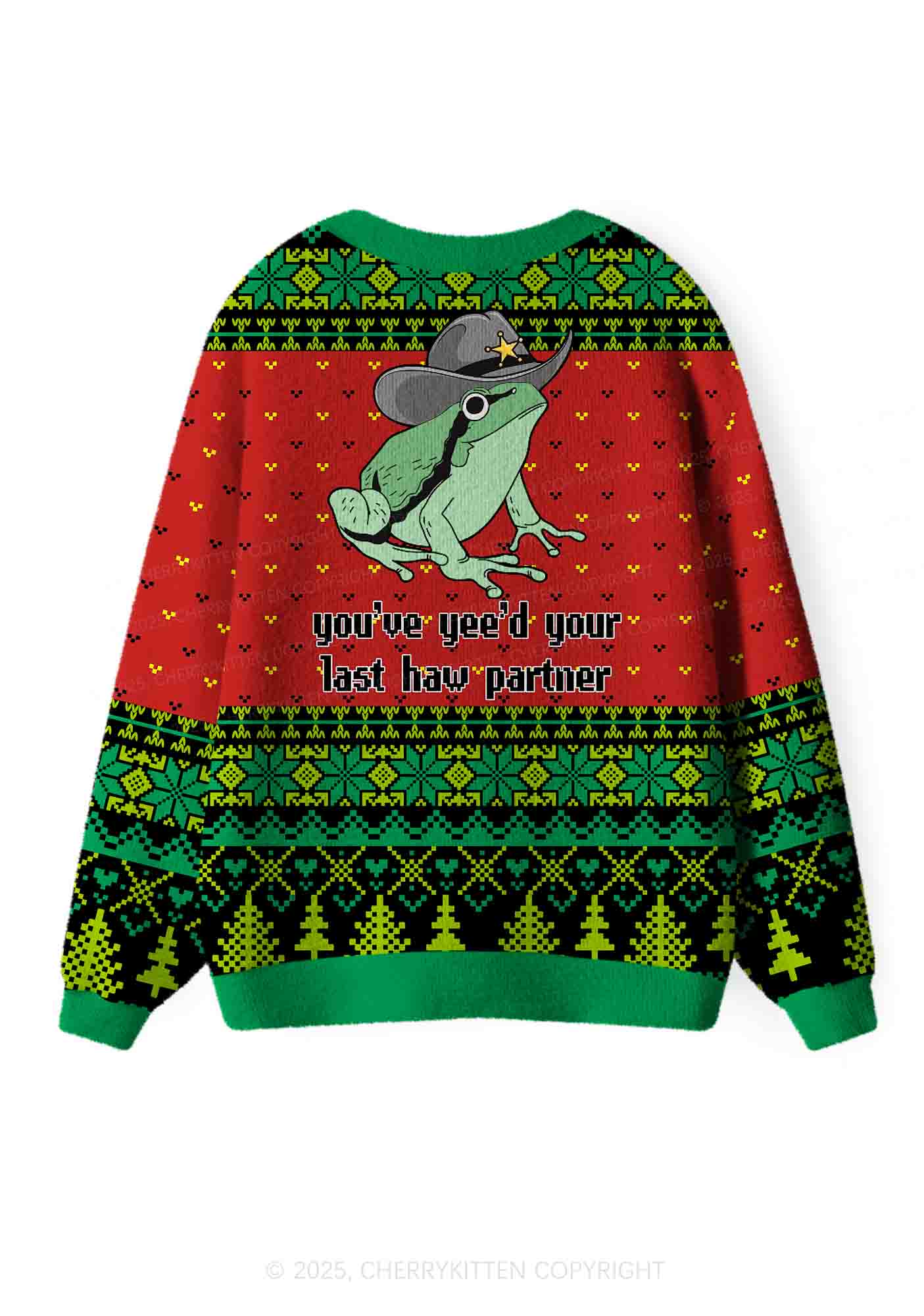 You've Yee'd Your Last Haw Partner Y2K Christmas Cardigan Knit Sweatshirt Cherrykitten - Image 3