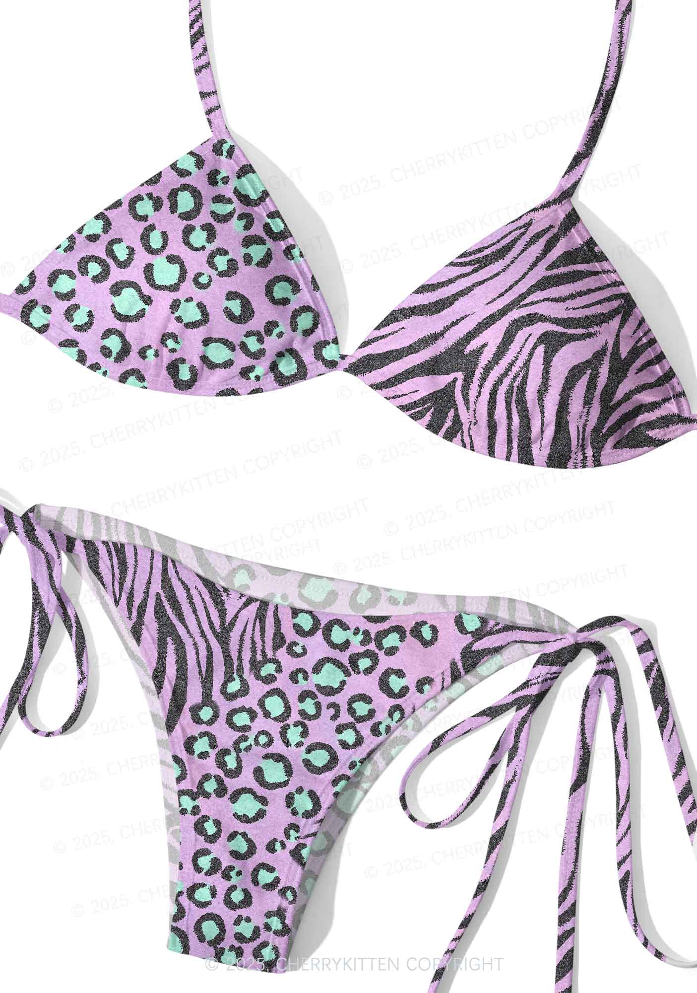 Zebra And Leopard Y2K Print Bikini Set Cherrykitten - Image 3