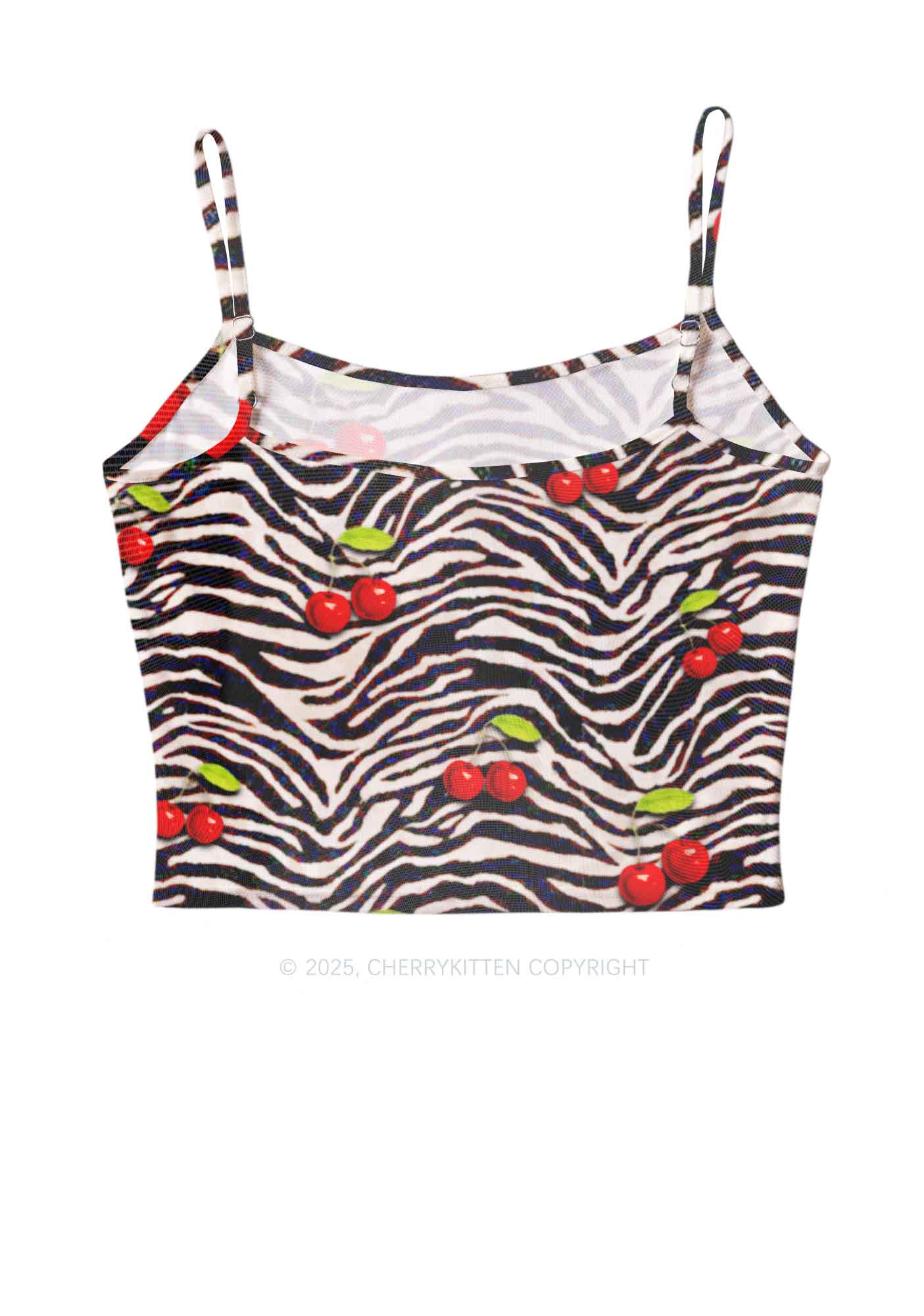 Zebra Cherry Y2K Mesh Cami Tank Cherrykitten - Image 3