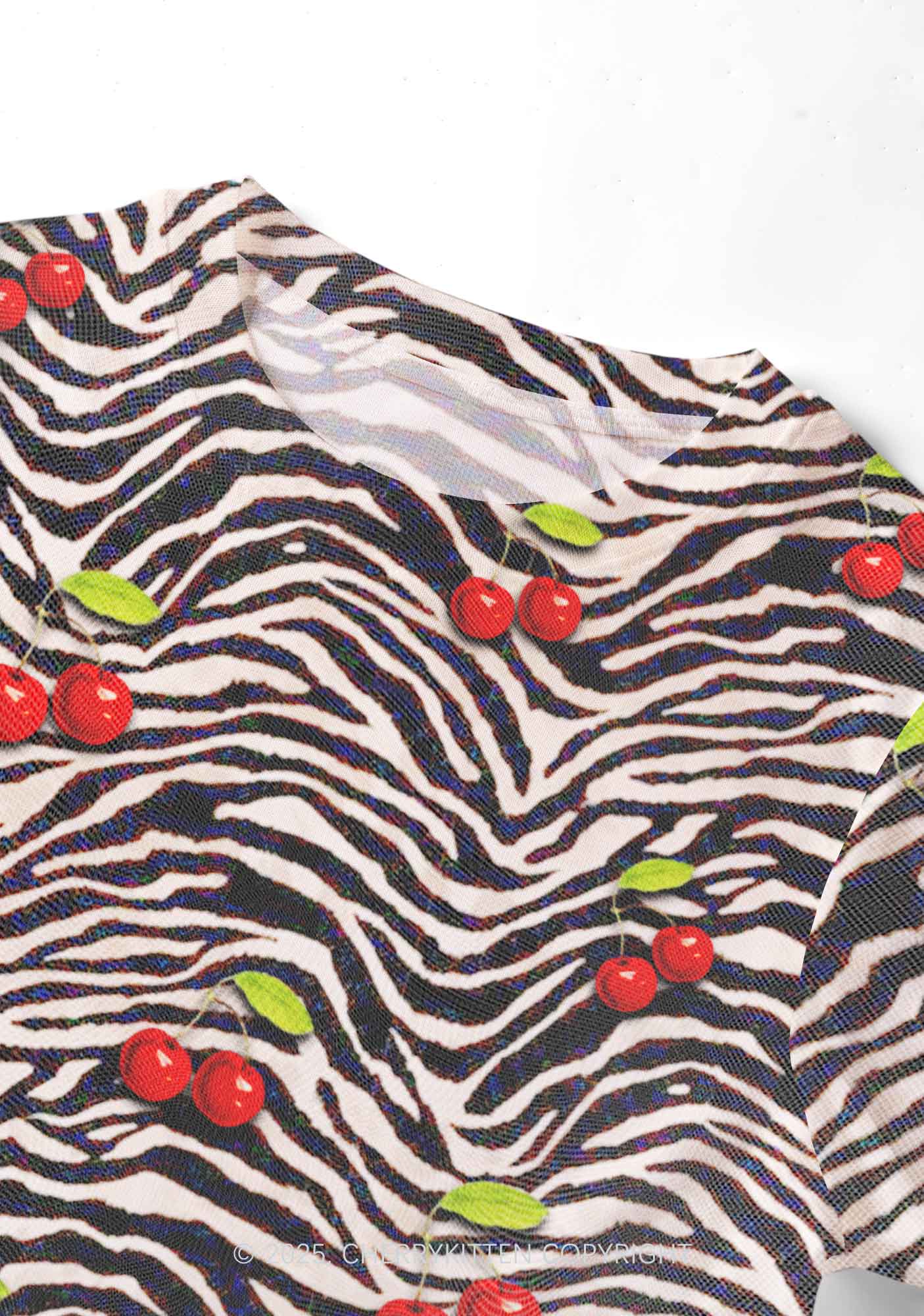 Zebra Cherry Y2K Mesh Crop Top Cherrykitten - Image 3