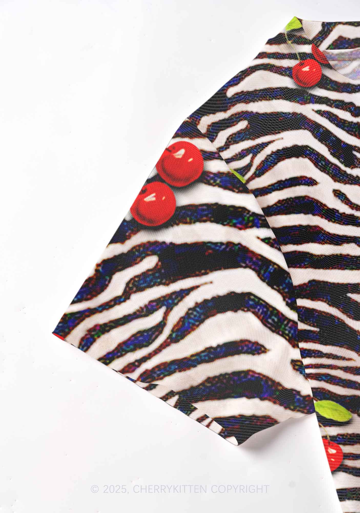 Zebra Cherry Y2K Mesh Crop Top Cherrykitten - Image 4