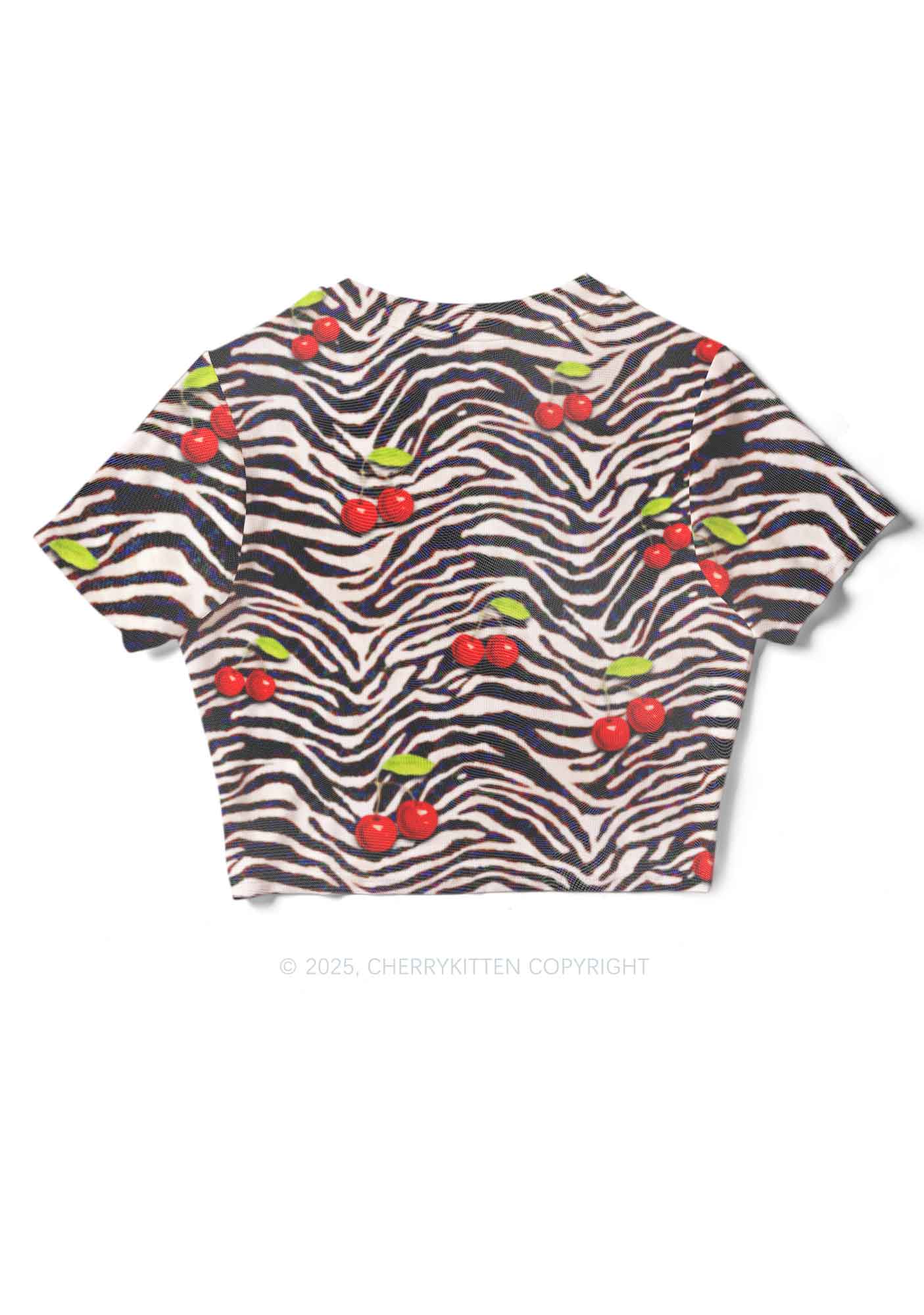 Zebra Cherry Y2K Mesh Crop Top Cherrykitten - Image 5
