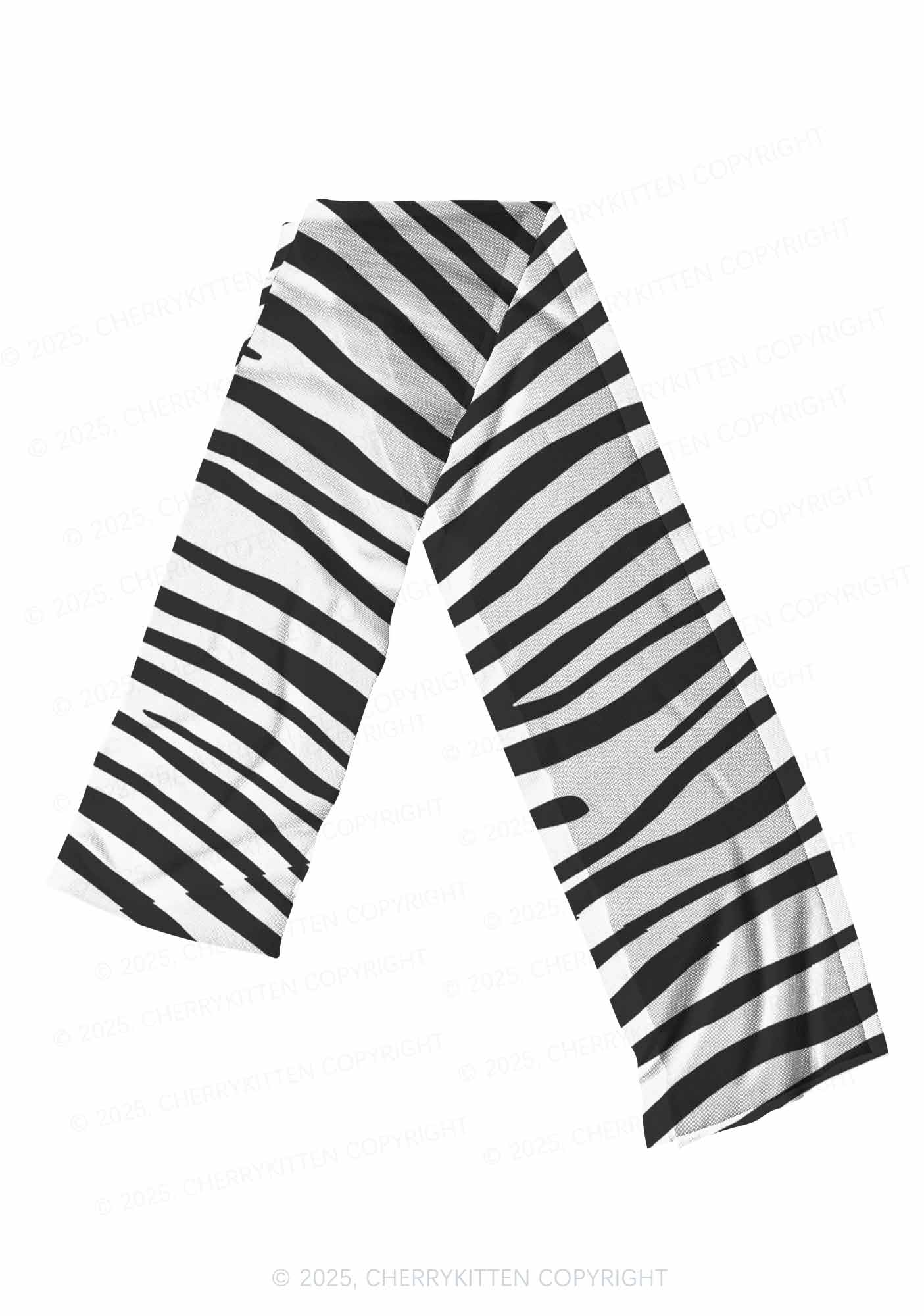 Zebra Pattern Y2K Mesh Slip Dress With Scarf Set Cherrykitten - Image 4