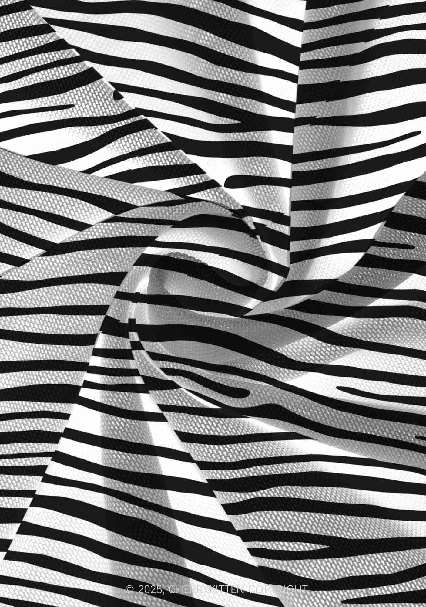 Zebra Pattern Y2K Mesh Slip Dress With Scarf Set Cherrykitten - Image 6