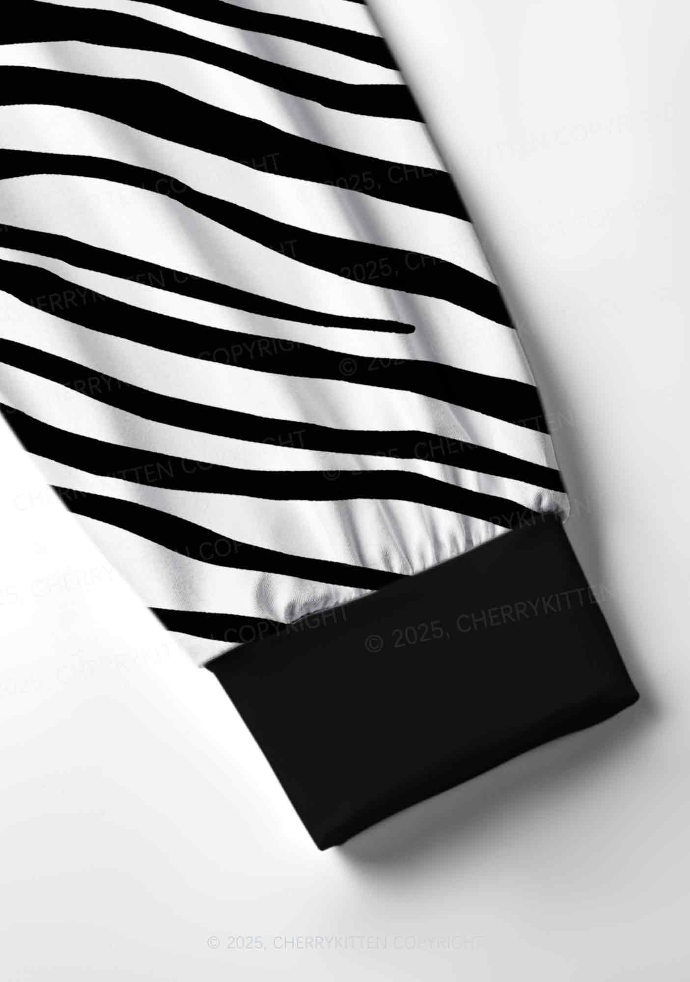 Zebra Pattern Y2K Print Long Sleeve Pajama Set Cherrykitten - Image 5