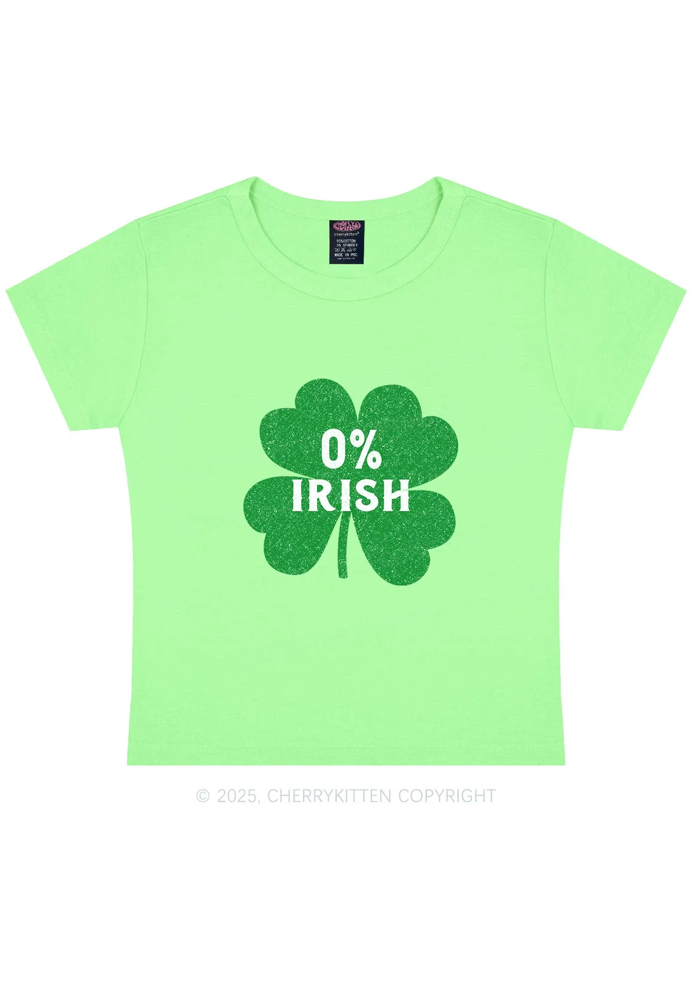 Zero Percent Irish St Patricks Y2K Baby Tee Cherrykitten - Image 10