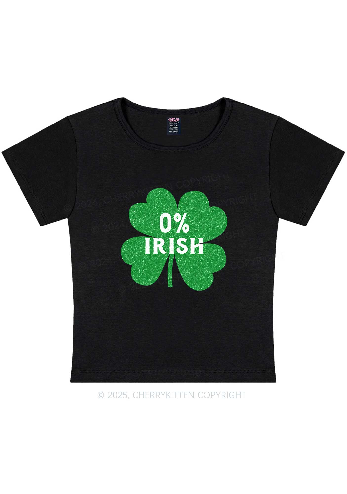 Zero Percent Irish St Patricks Y2K Baby Tee Cherrykitten - Image 3