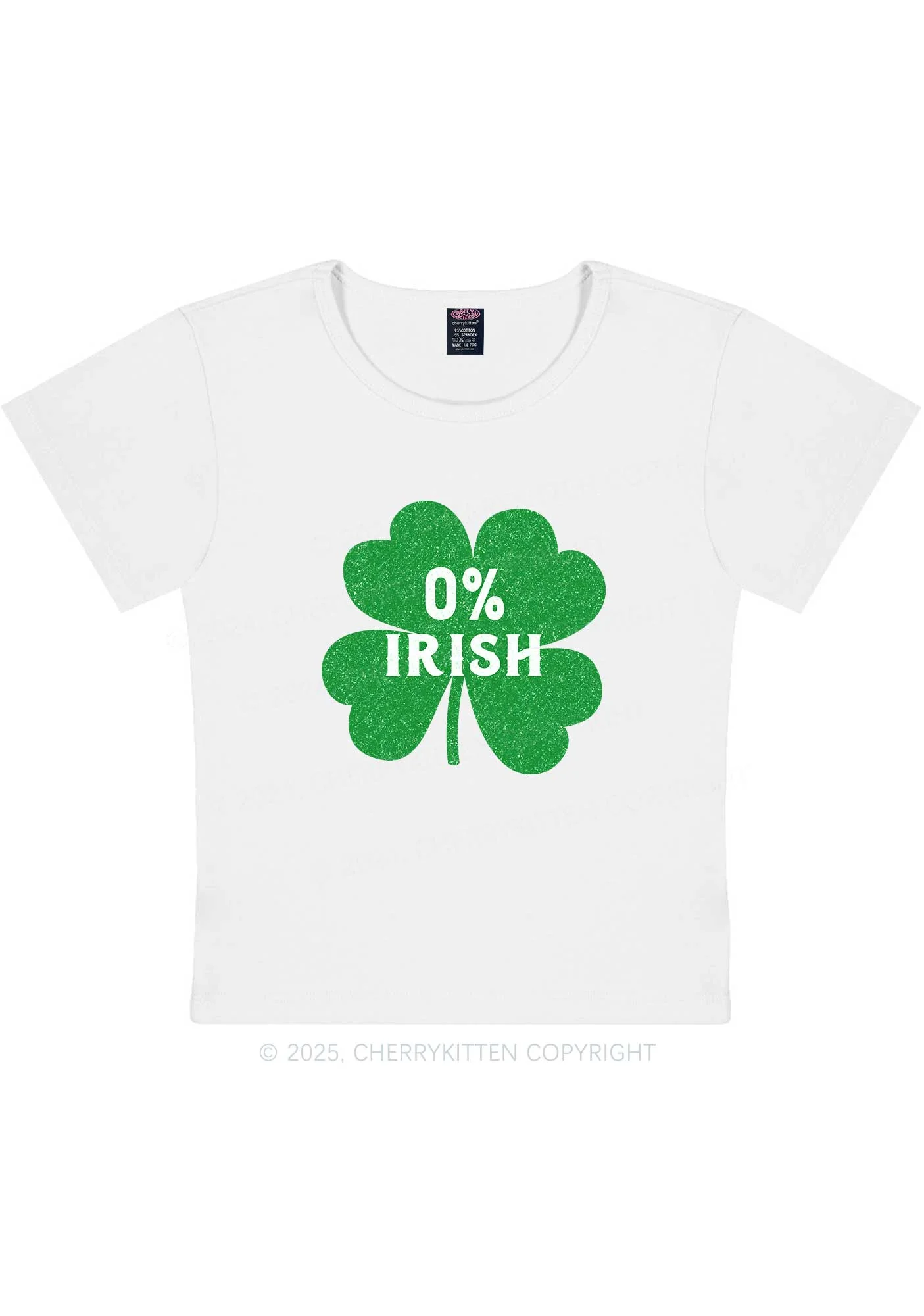 Zero Percent Irish St Patricks Y2K Baby Tee Cherrykitten - Image 4