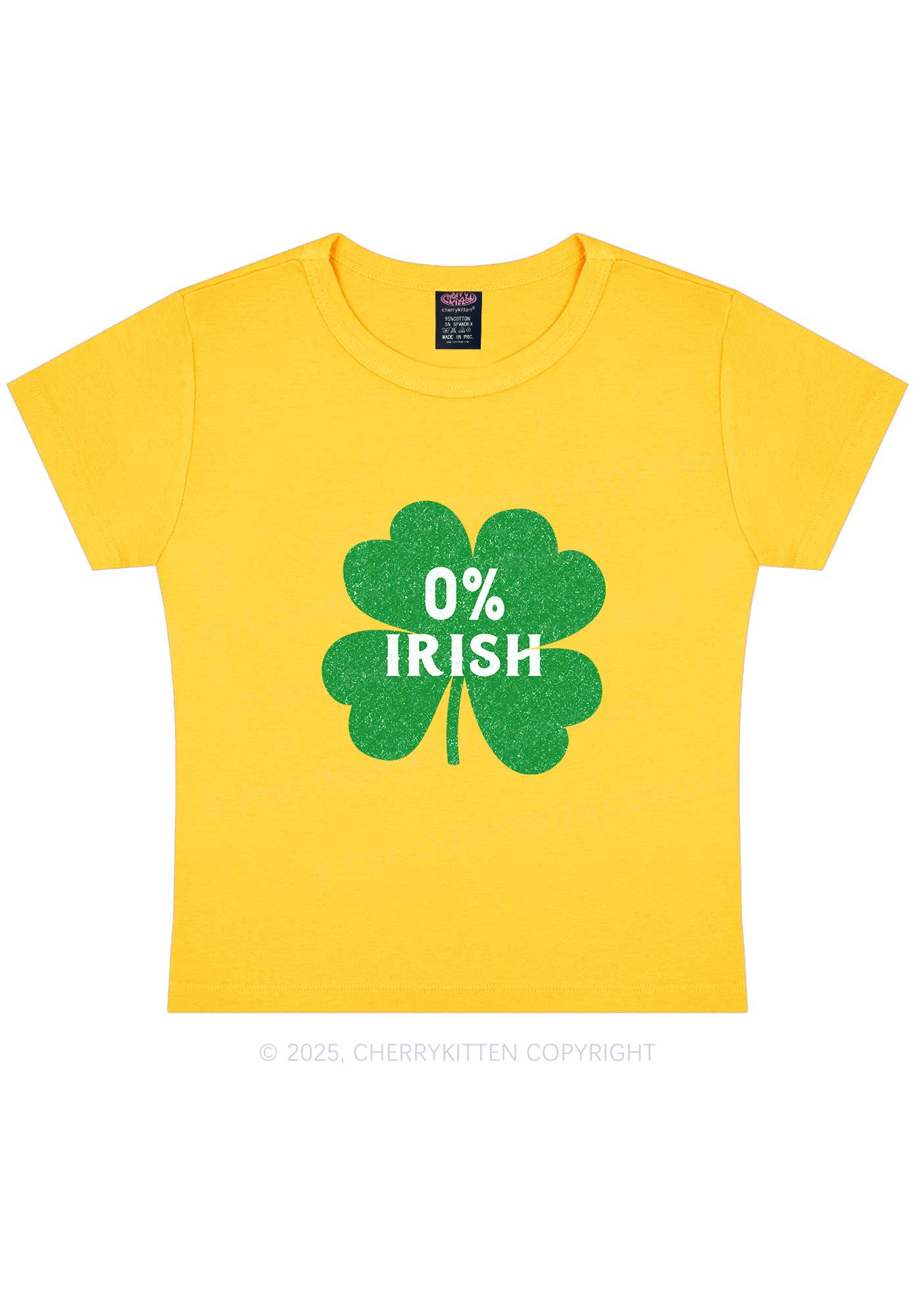 Zero Percent Irish St Patricks Y2K Baby Tee Cherrykitten - Image 5