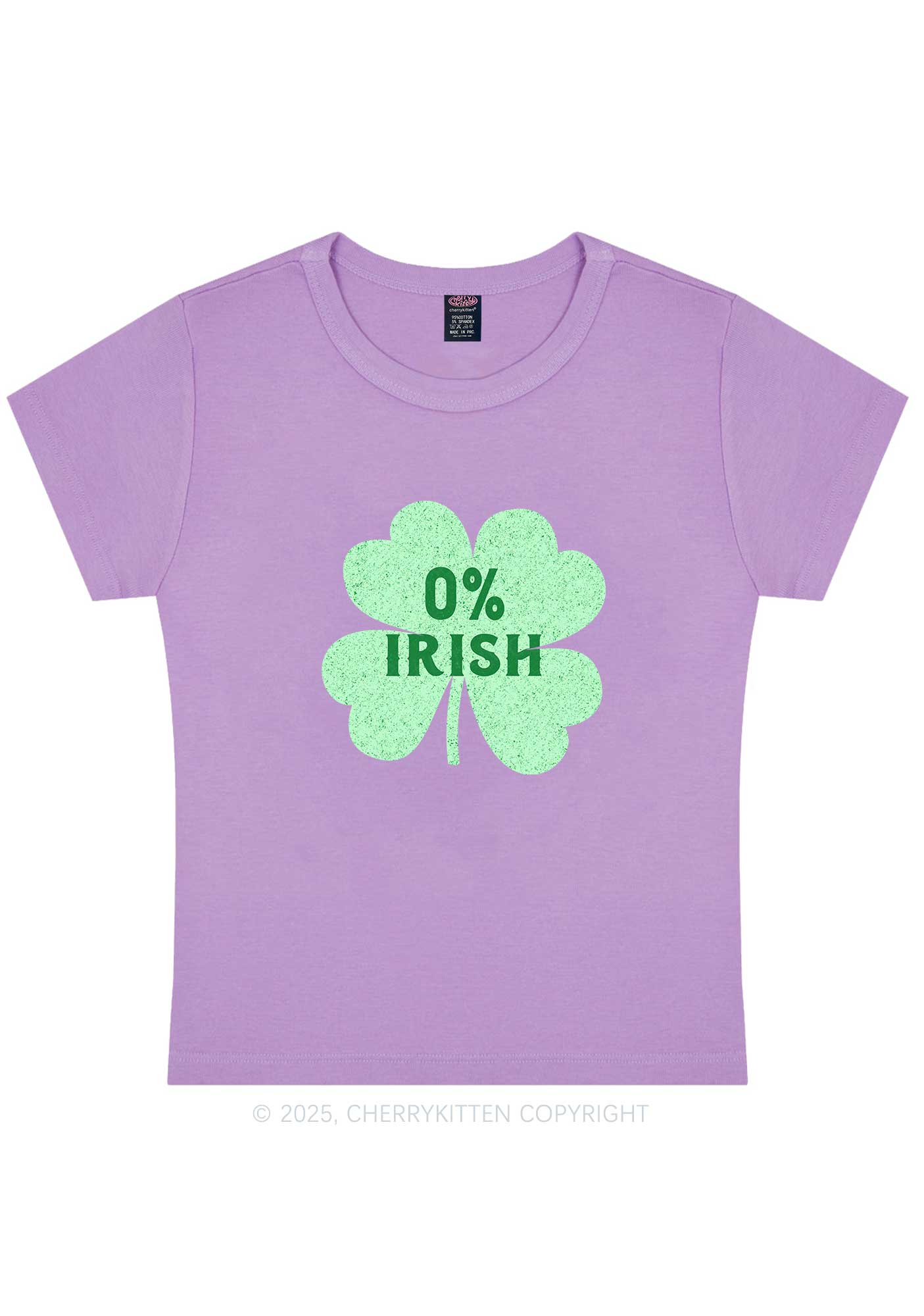 Zero Percent Irish St Patricks Y2K Baby Tee Cherrykitten - Image 6