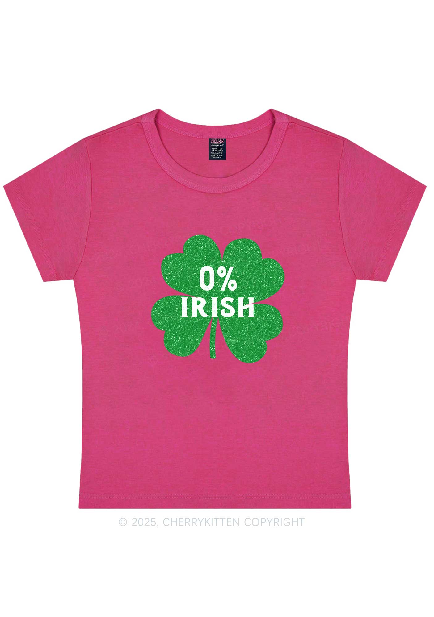 Zero Percent Irish St Patricks Y2K Baby Tee Cherrykitten - Image 7