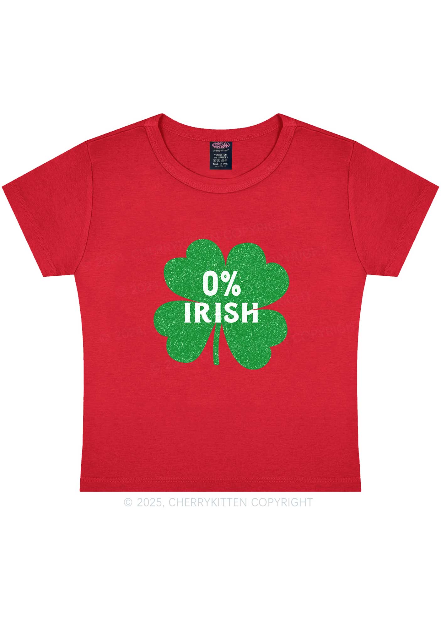 Zero Percent Irish St Patricks Y2K Baby Tee Cherrykitten - Image 8