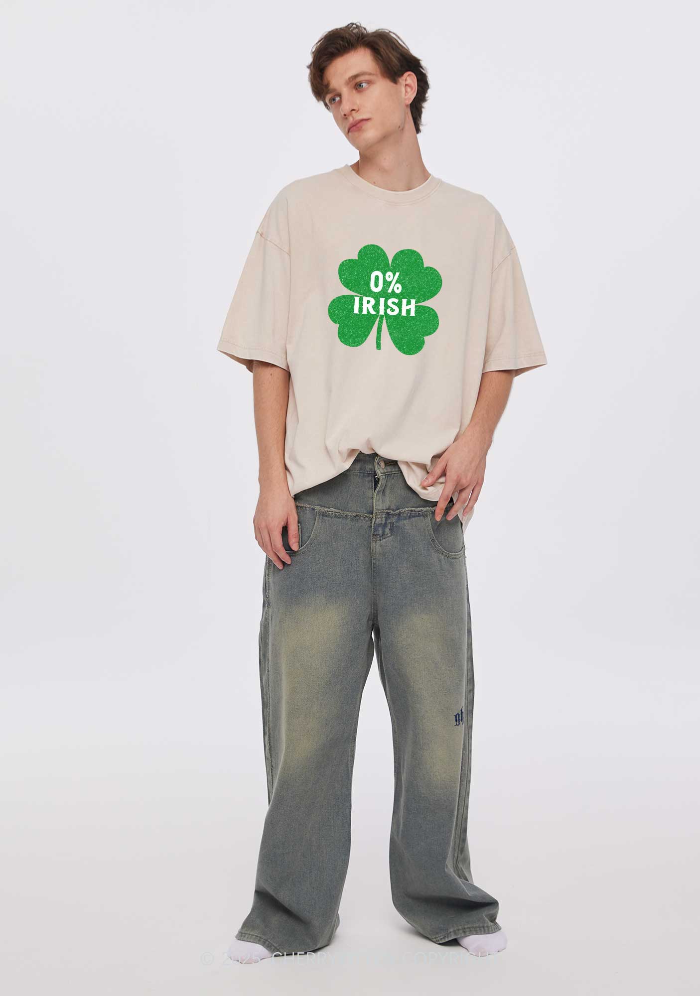Zero Percent Irish St Patricks Y2K Washed Tee Cherrykitten - Image 3